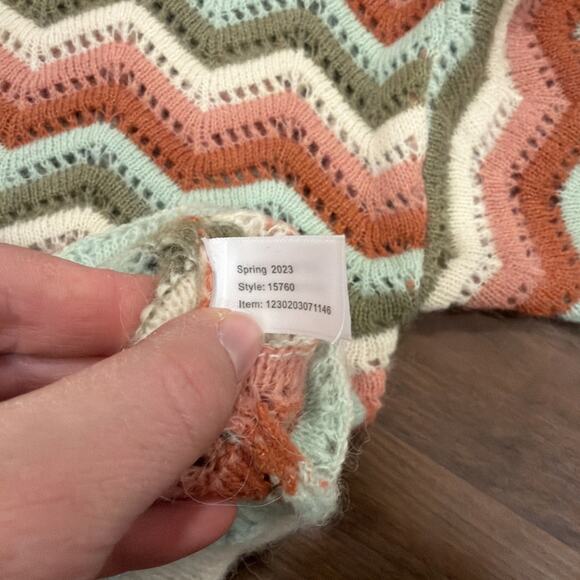 Marine Layer Ruby Sweater in Rainbow Chevron S Pointelle knit alpaca wool - Picture 5 of 7